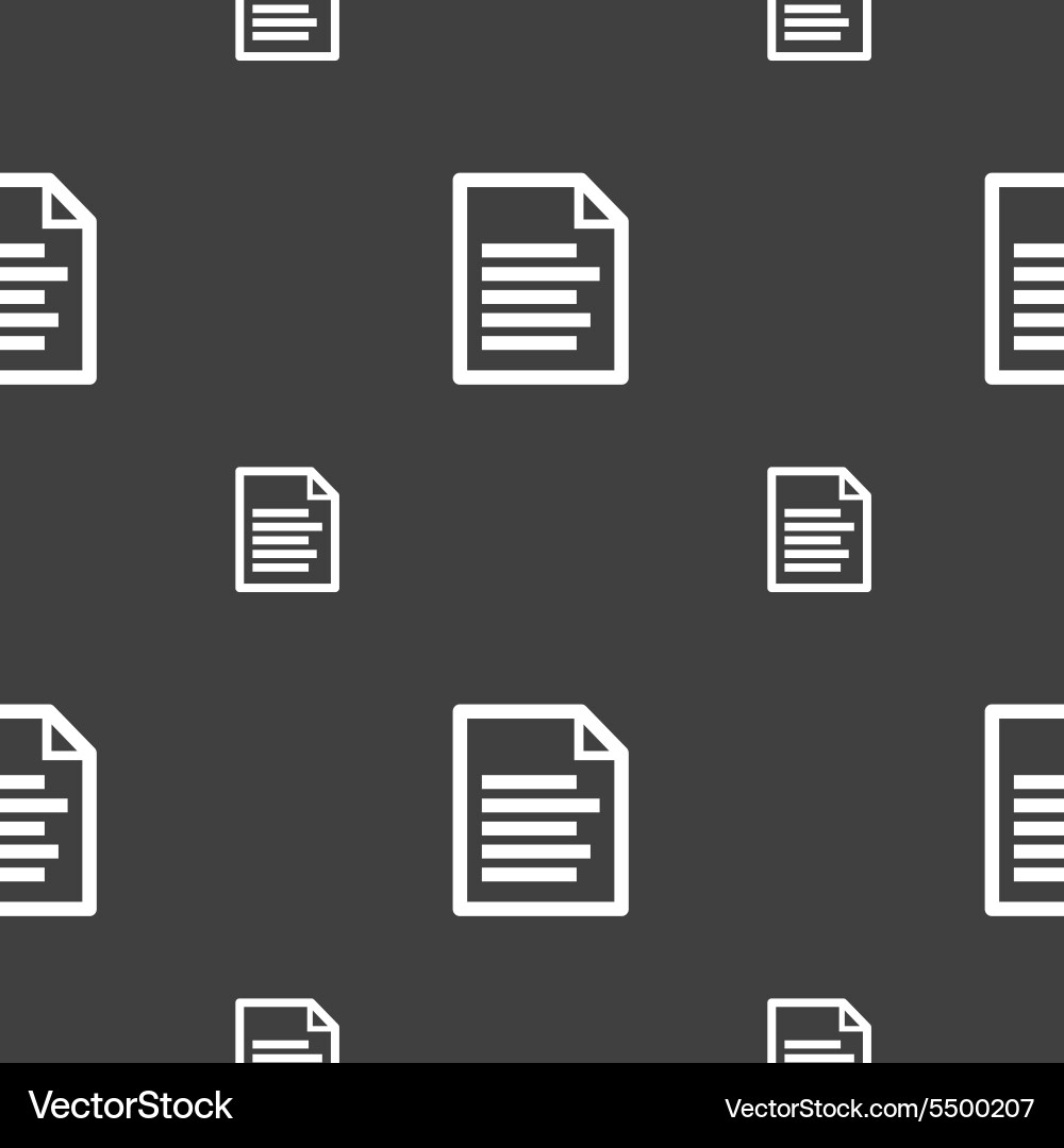 Text file icon sign seamless pattern on a gray Vector Image