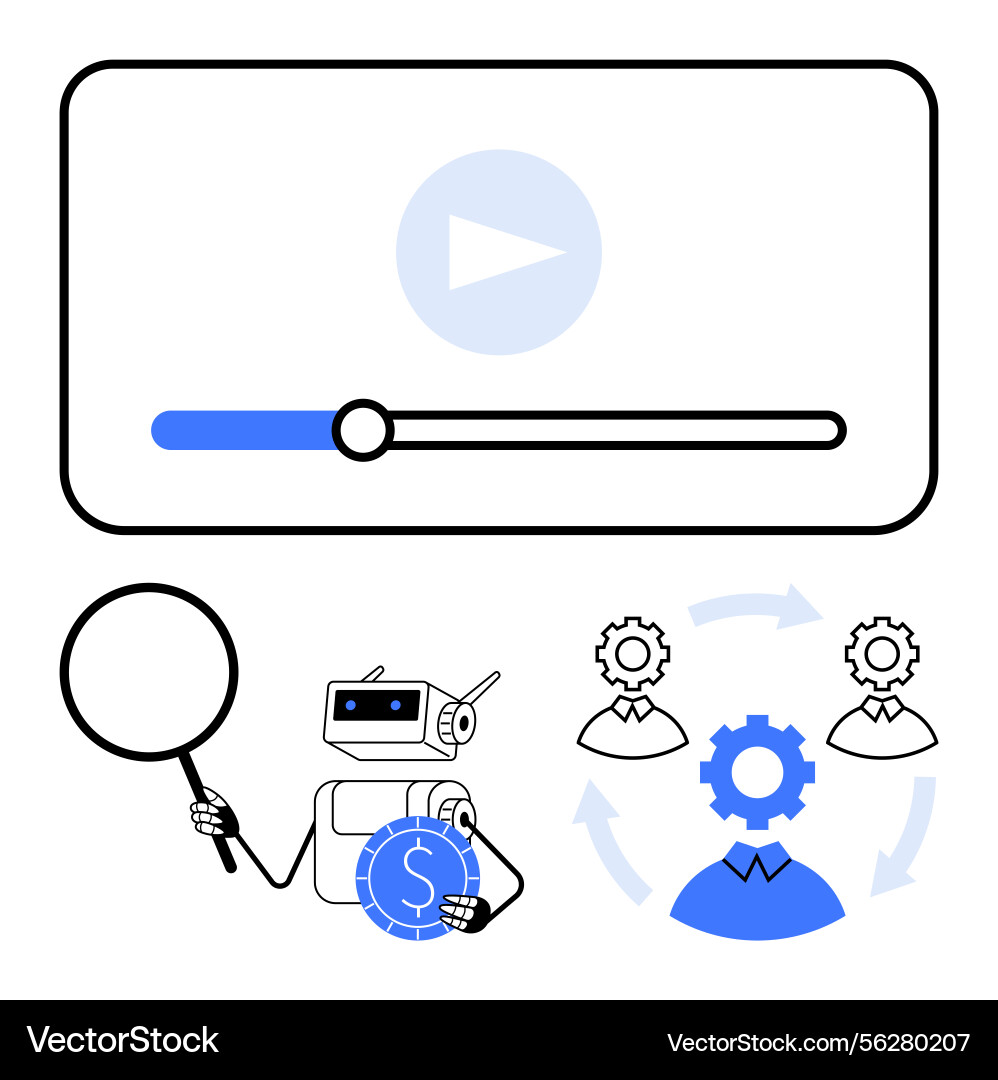 Video playback automation and data analysis Video playback automation and data analysis vector image