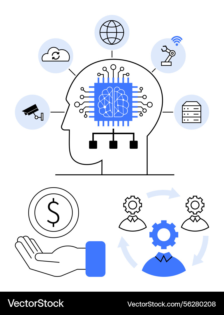 Artificial intelligence integration and automation Artificial intelligence integration and automation vector image