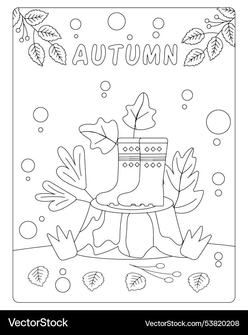 Autumn coloring page for kids Royalty Free Vector Image