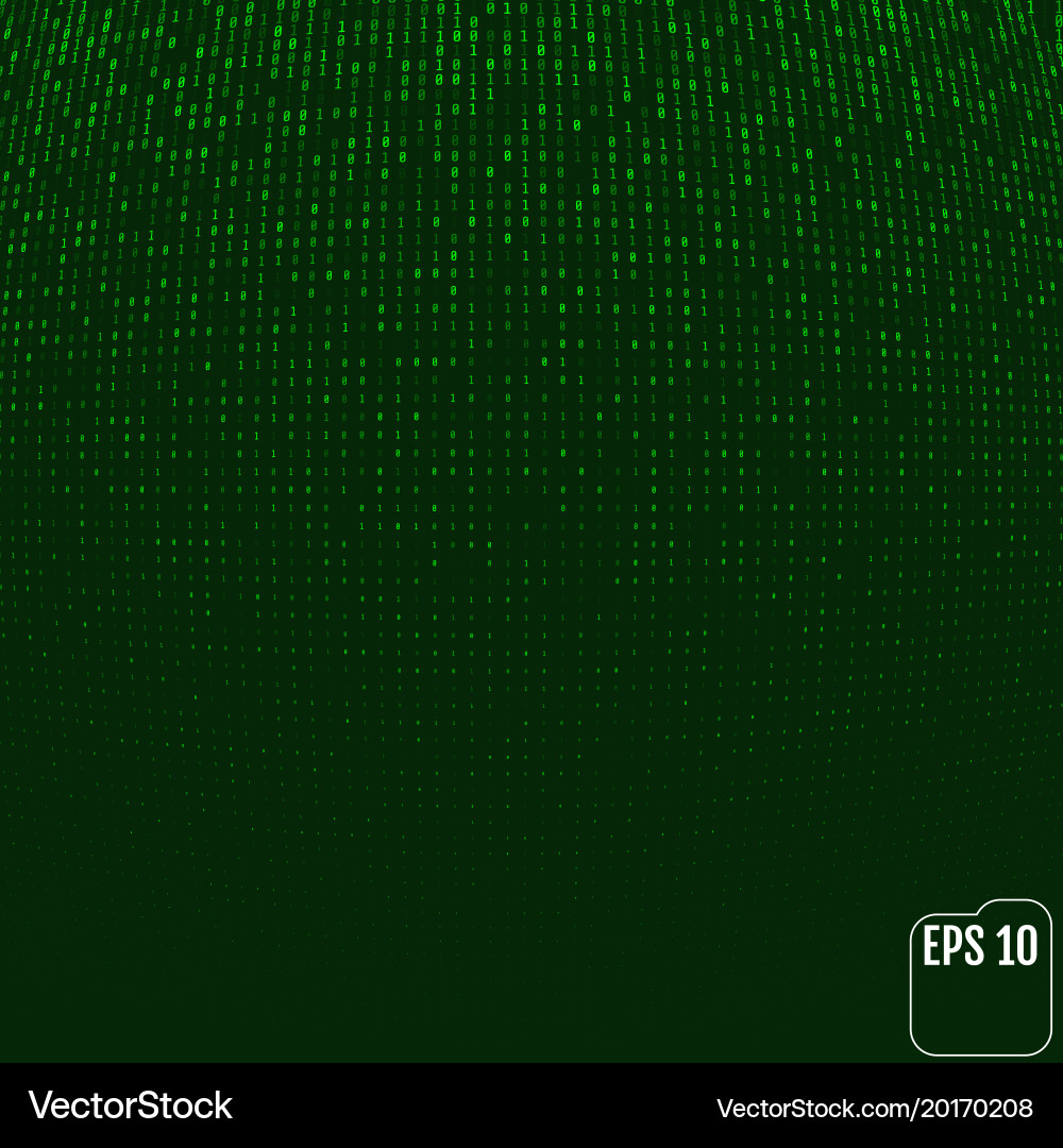 Binary code green neon glow matrix volume effect Vector Image