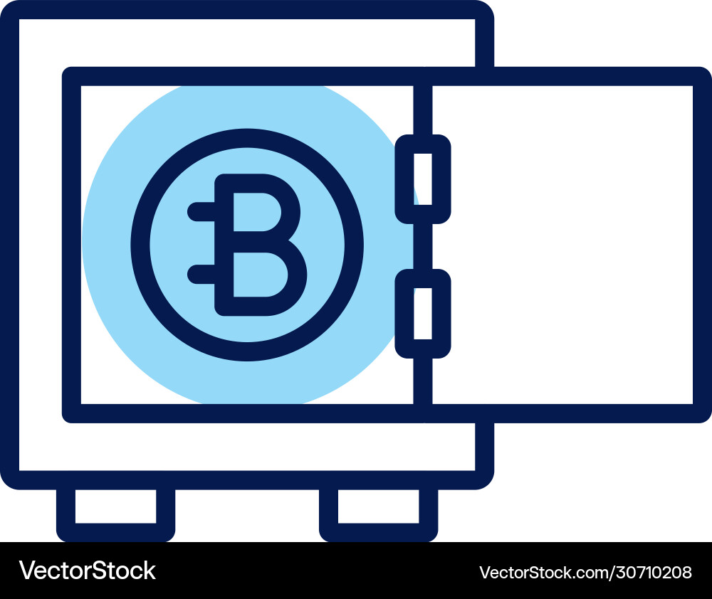 Bitecoin in safe box crypto currency line style Bitecoin in safe box crypto currency line style vector image