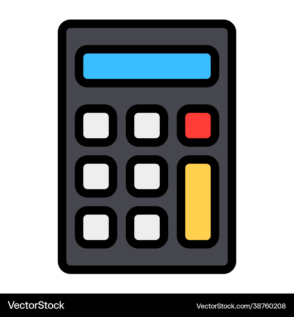 Calculator icon in filled line style for any Calculator icon in filled line style for any Vector Image