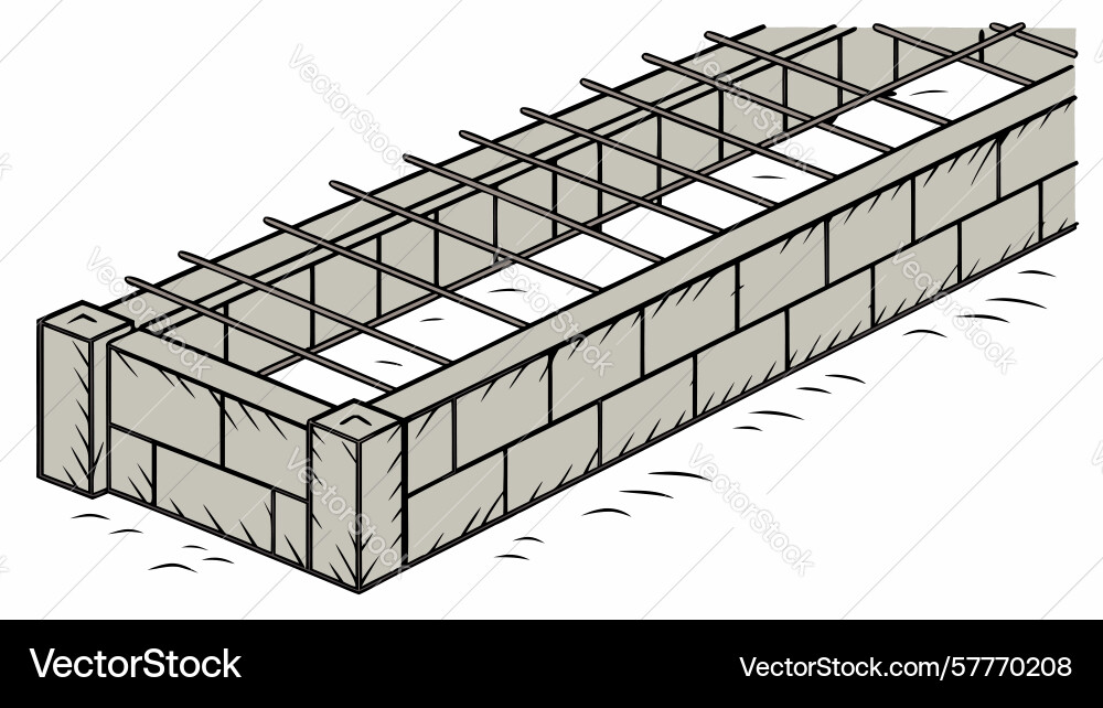Concrete foundation with rebar design generative Vector Image