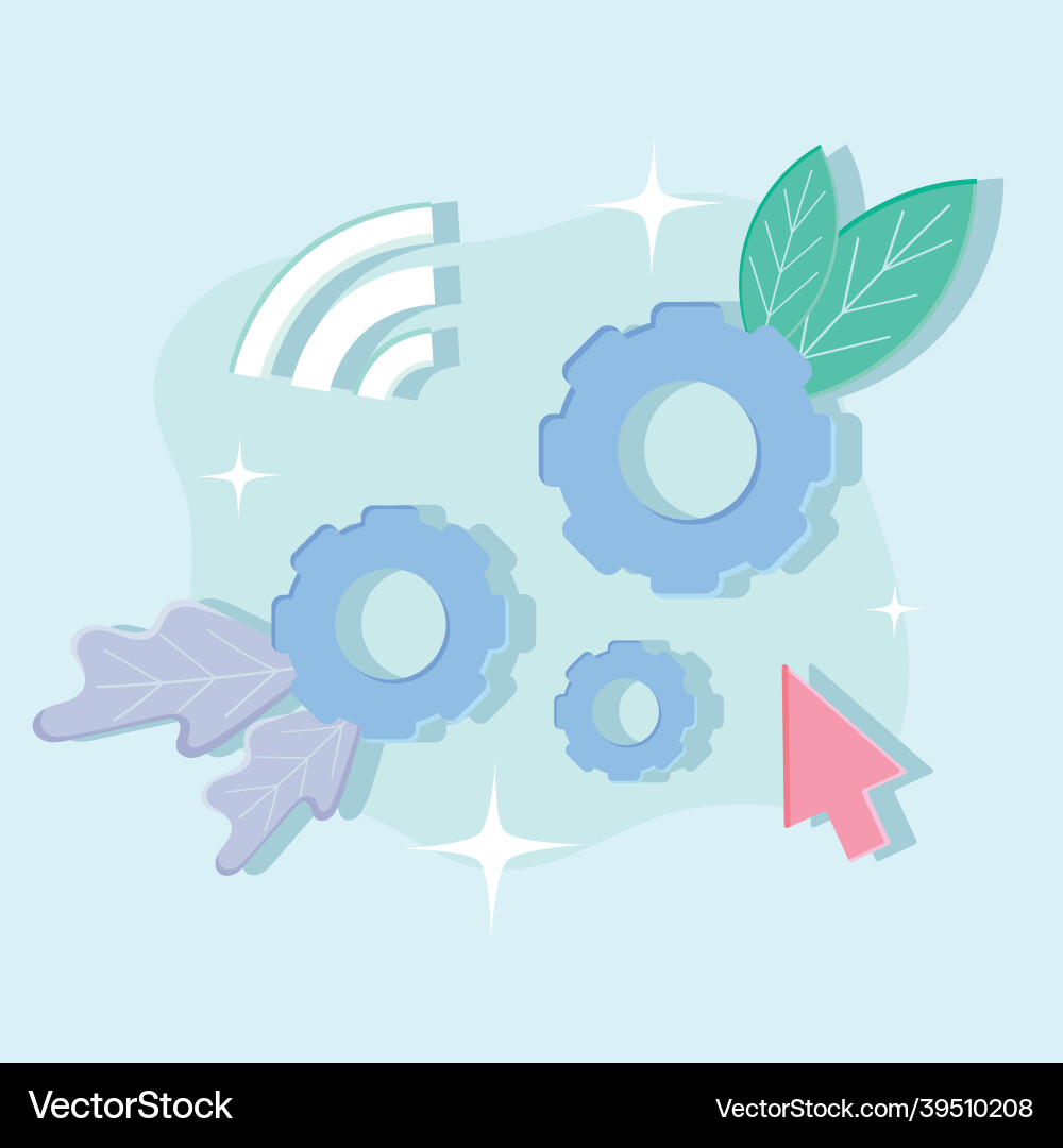 Gears with cursor vector image