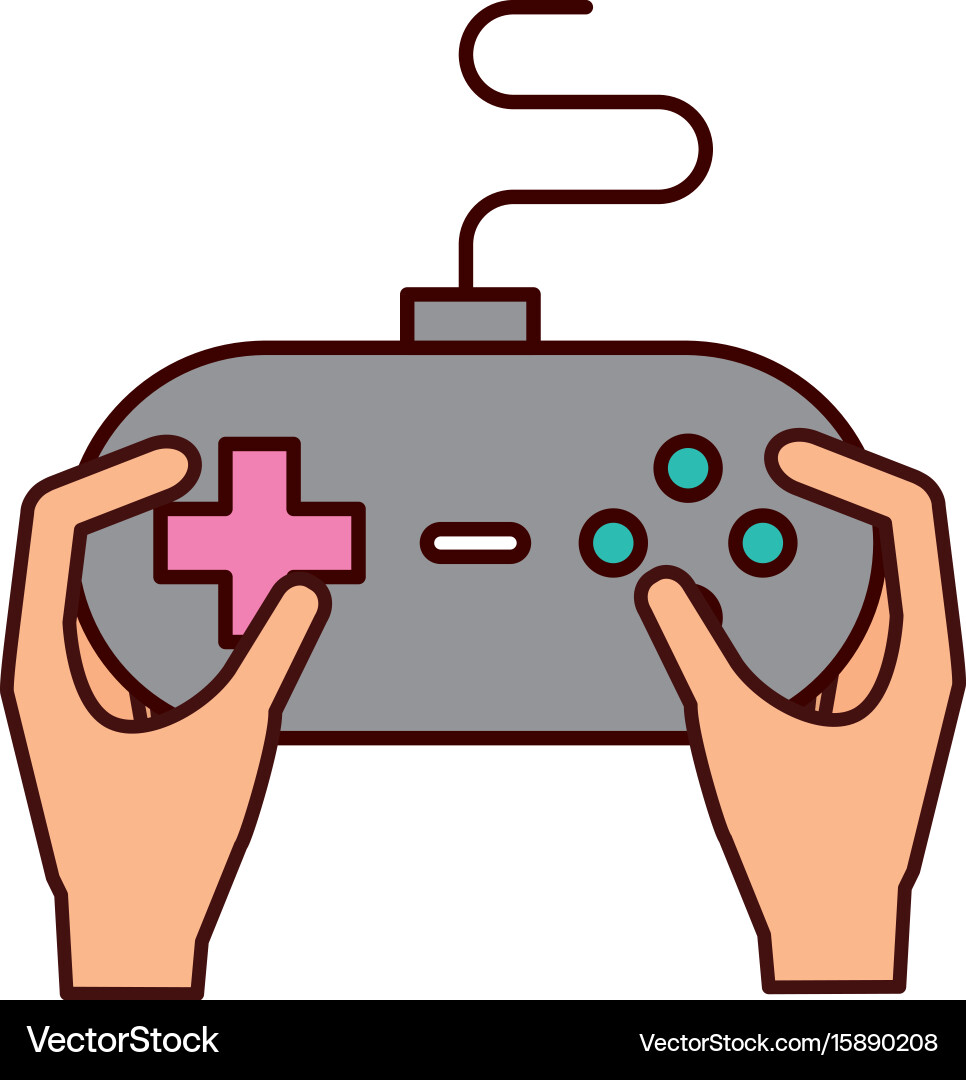 Hands with video game control icon vector image
