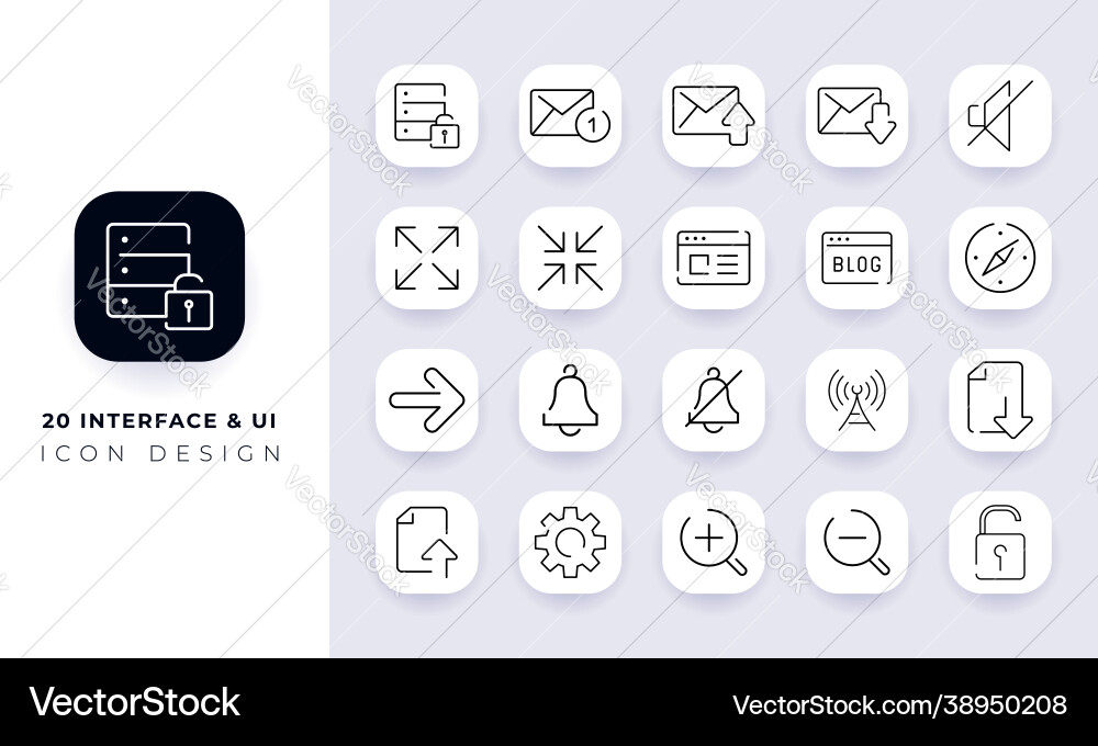 Line art incomplete interface ui icon pack Vector Image
