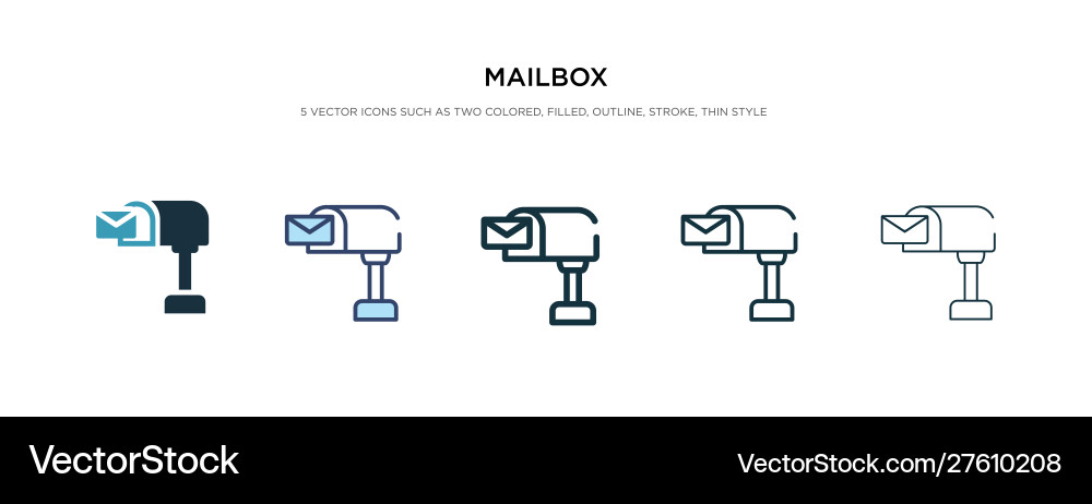 Mailbox icon in different style two colored vector image
