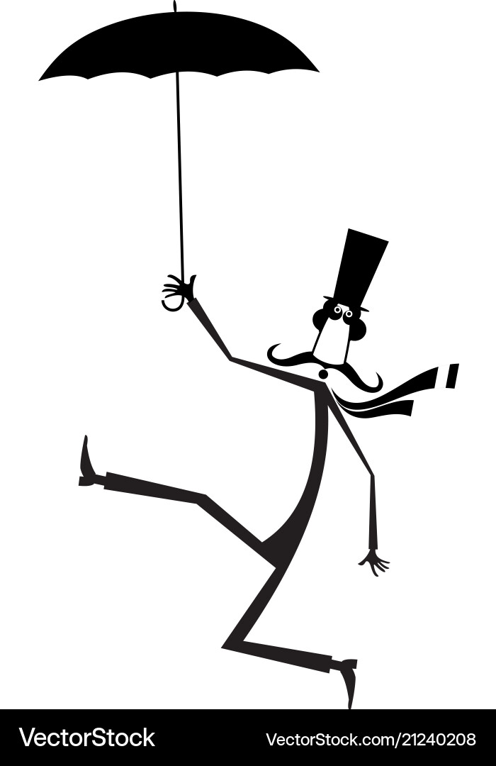Mustache man in the top hat with umbrella Mustache man in the top hat with umbrella vector image
