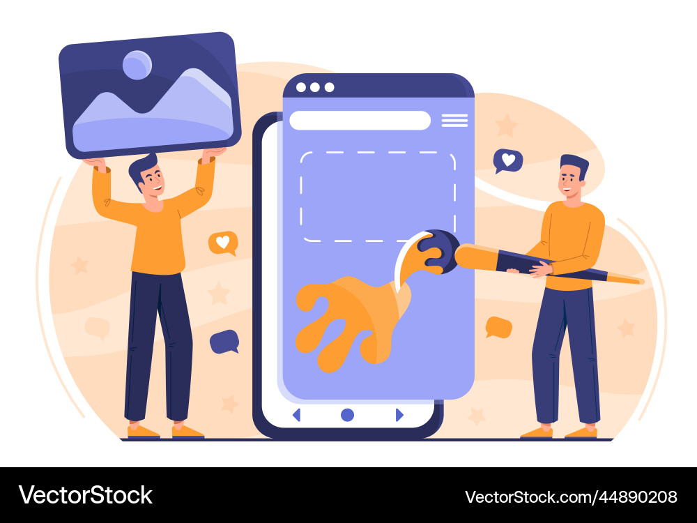 People creating mobile interface People creating mobile interface vector image