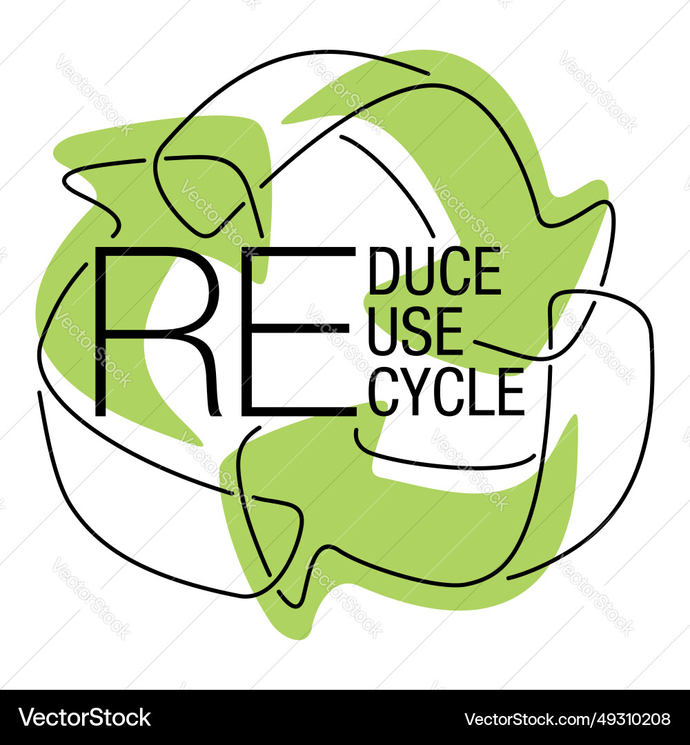 Reduce reuse recycle - environment saving vector image