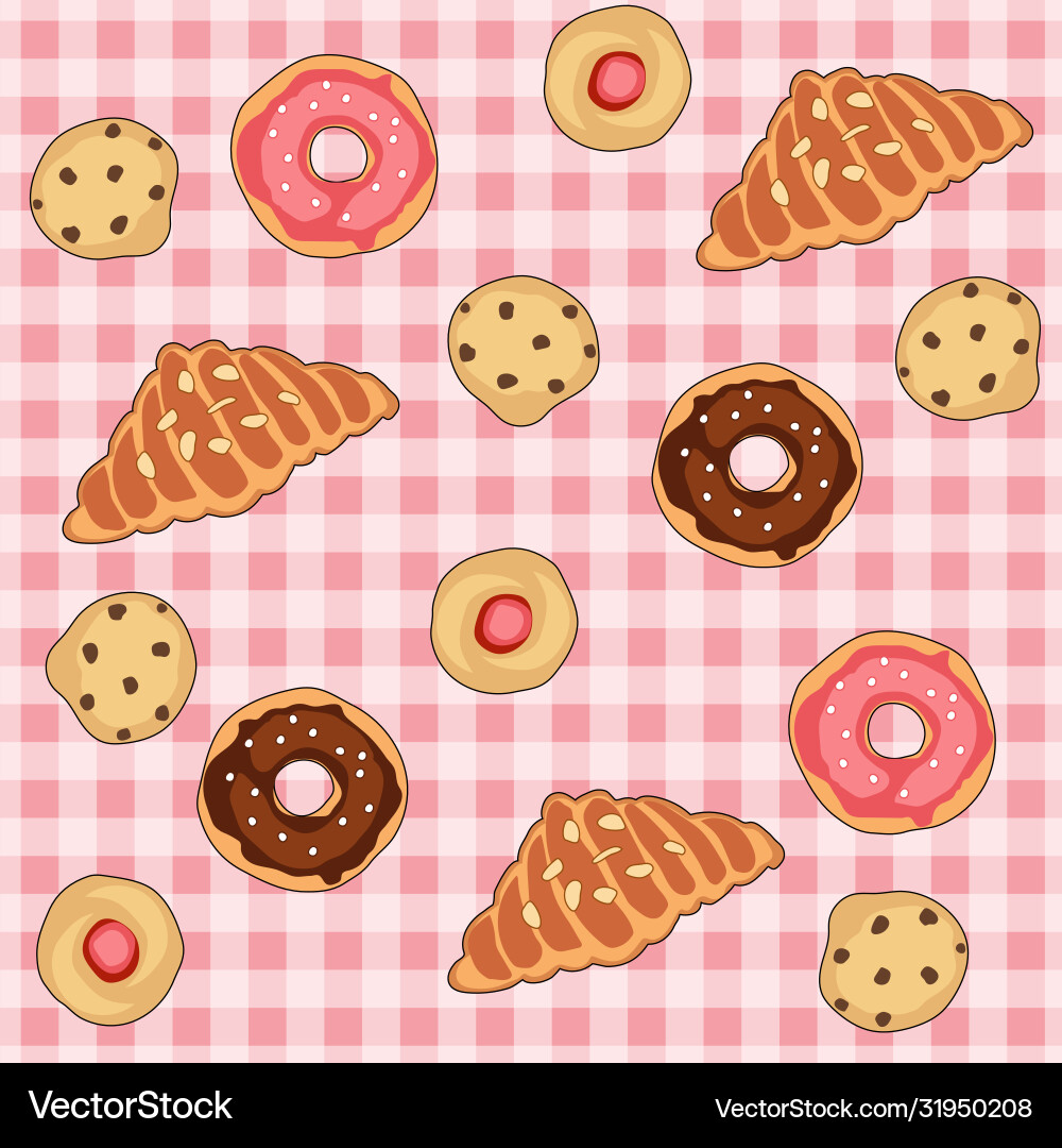 Seamless pattern with cookies and pastry Seamless pattern with cookies and pastry vector image