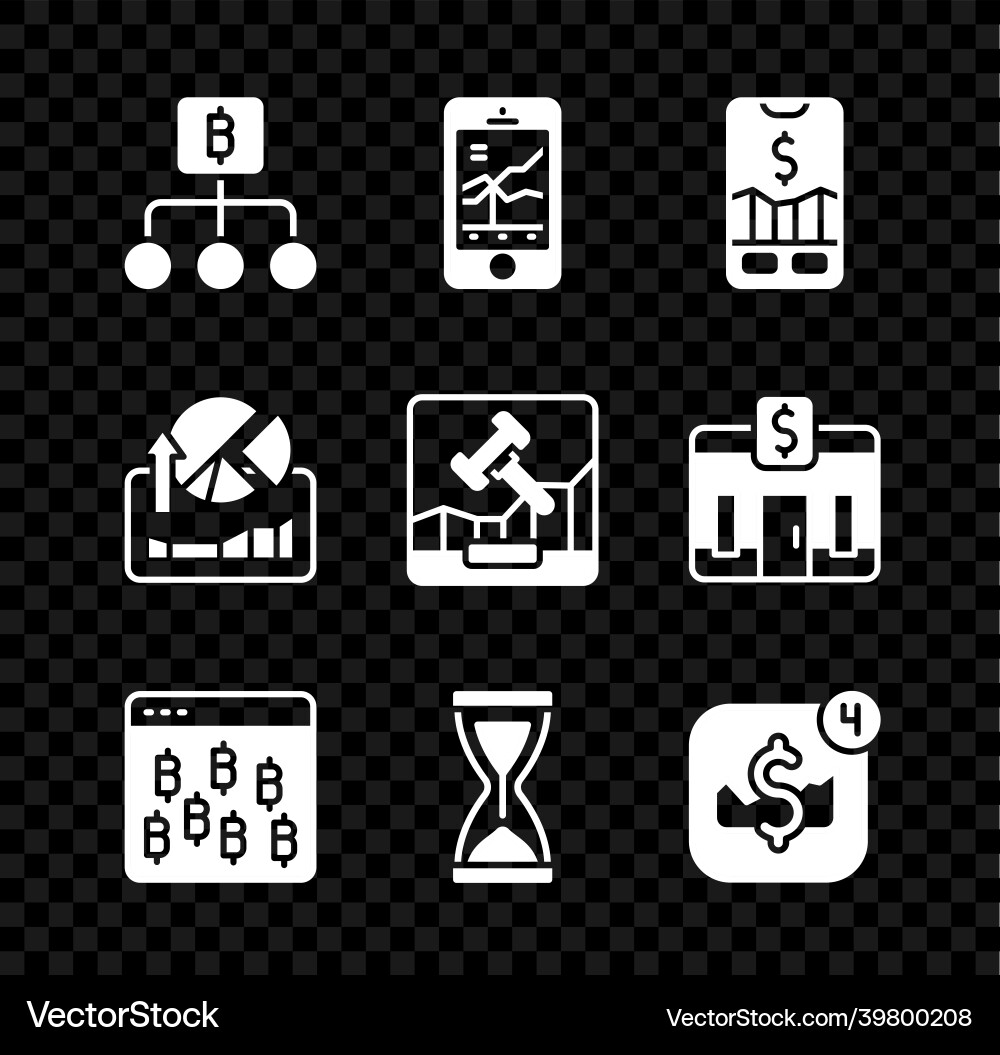Set blockchain technology bitcoin mobile stock Set blockchain technology bitcoin mobile stock vector image