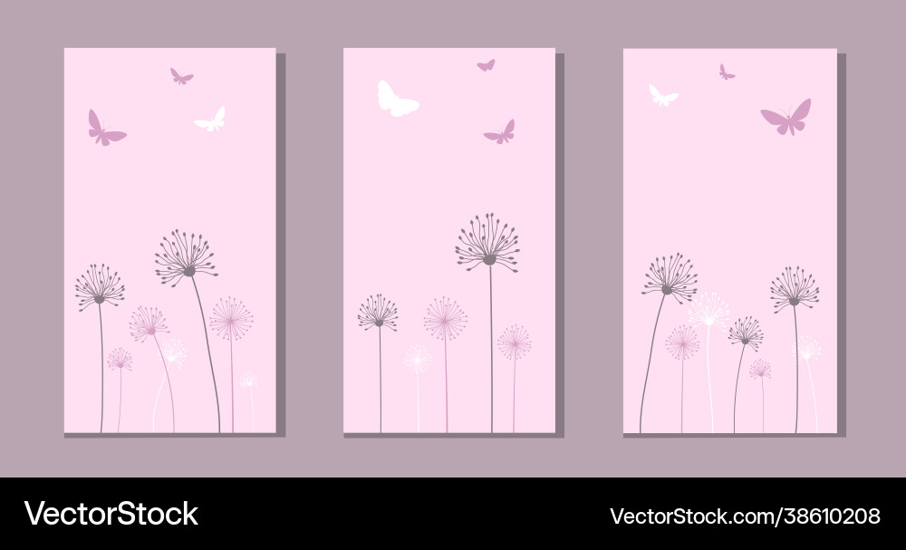 Set dandelion lines on abstract backgrounds Set dandelion lines on abstract backgrounds vector image