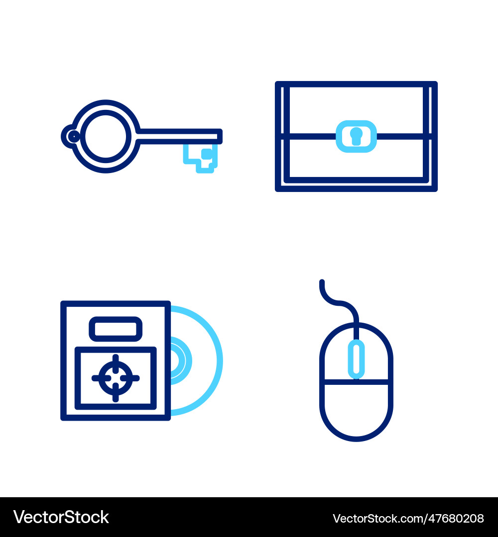 Set line computer mouse cd or dvd disk in box Vector Image