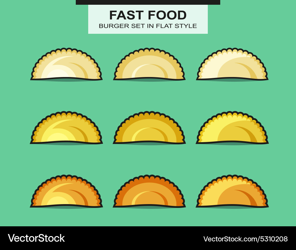 Set of chebureks in flat style with an inking Vector Image