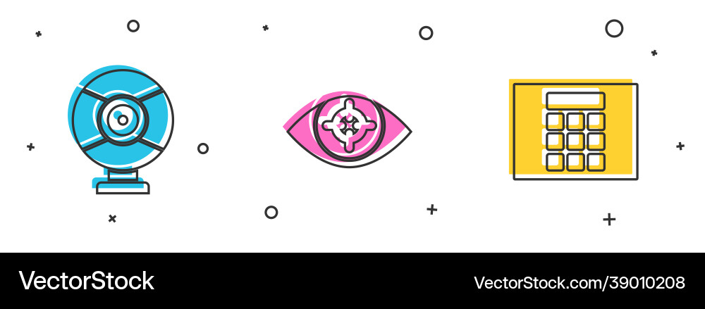 Set security camera eye scan and password Set security camera eye scan and password vector image
