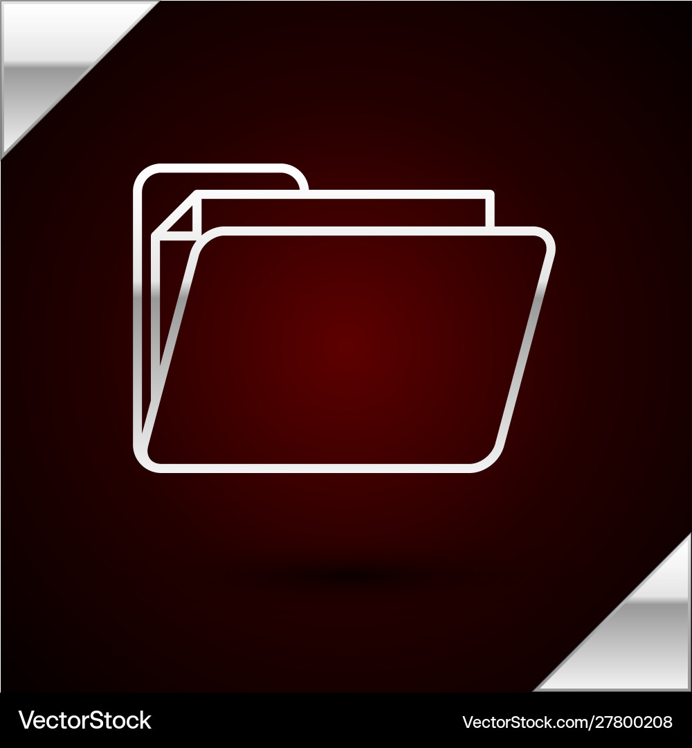 Silver line document folder icon isolated on dark Vector Image
