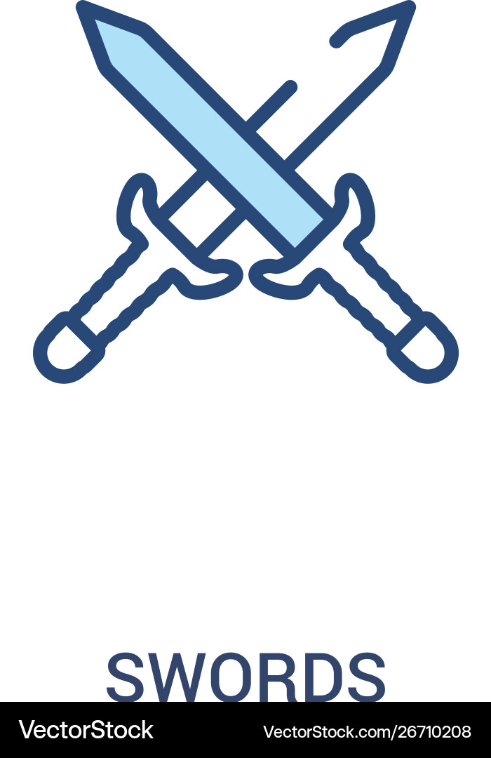 Swords concept 2 colored icon simple line element Swords concept 2 colored icon simple line element vector image