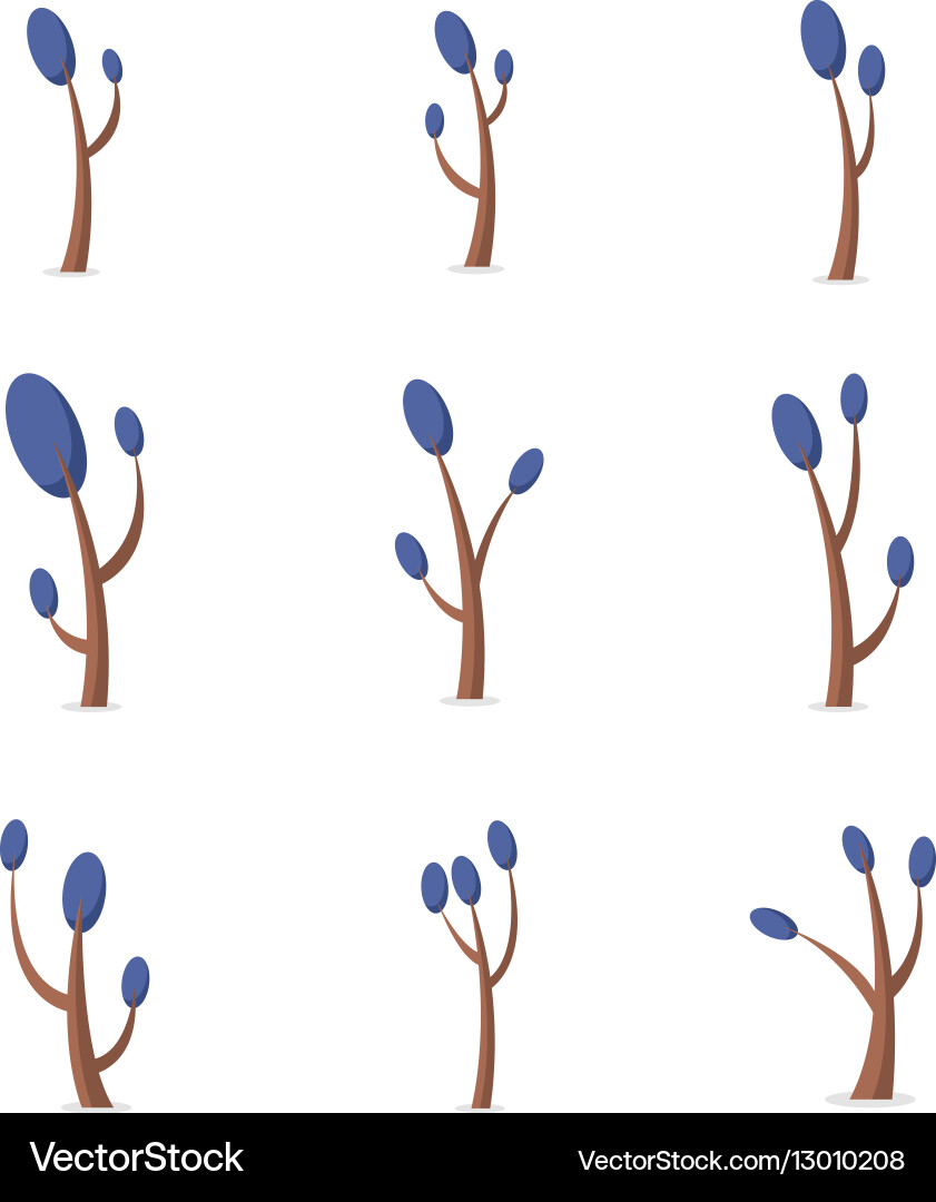 Tree set style various of flat vector image