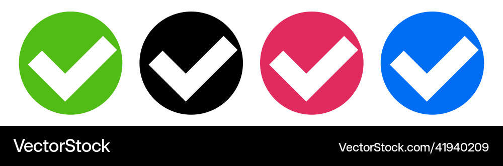 A set of circle check mark icons vector image