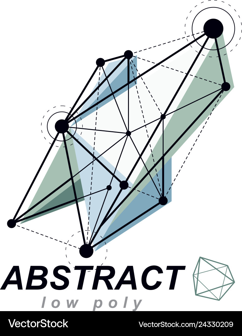 Abstract 3d mesh object technology low poly Abstract 3d mesh object technology low poly Vector Image
