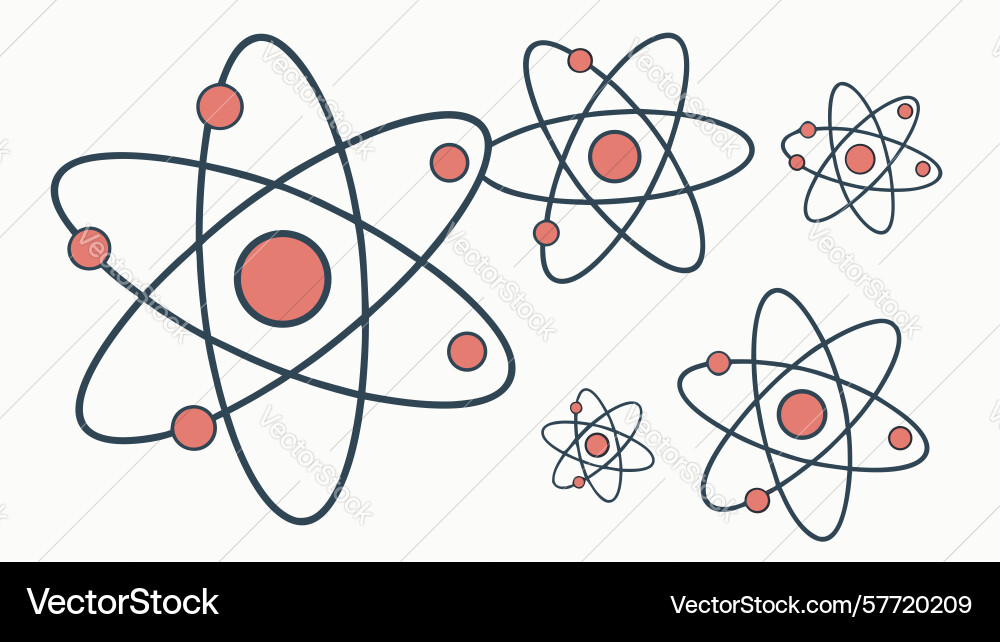 Atomic structure diagram with electrons orbiting Vector Image