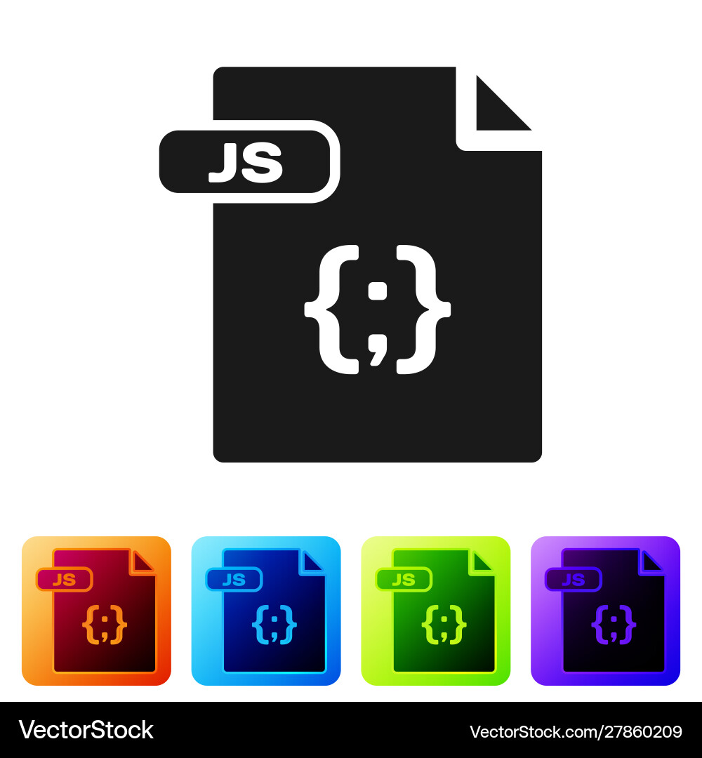 Black js file document download button icon Black js file document download button icon vector image