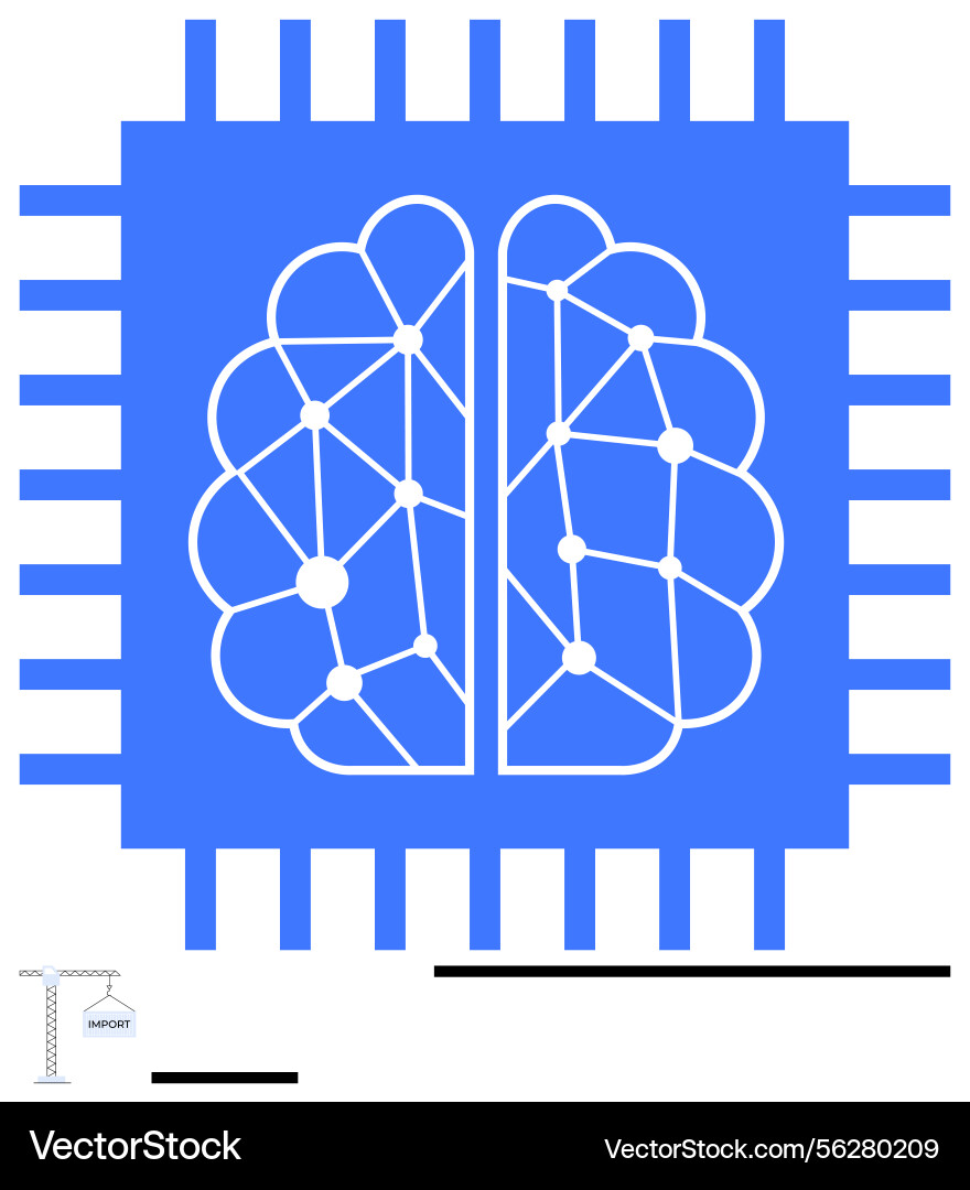 Blue circuit-style brain design representing Blue circuit-style brain design representing vector image