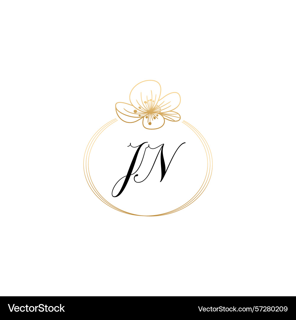 Botanical monogram logos with initial jn Vector Image