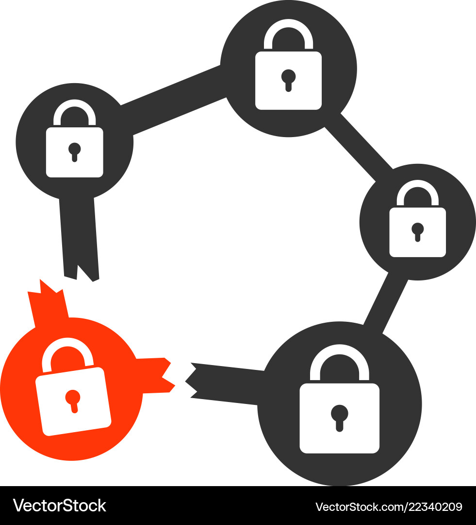 Broken blockchain network icon Broken blockchain network icon vector image