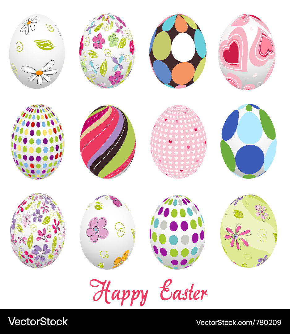 Colorful Easter Eggs Collection Royalty Free Vector Image