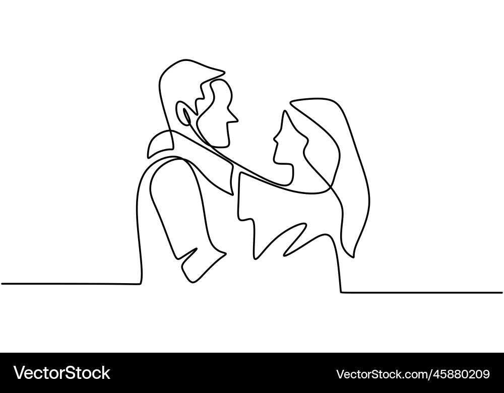 Continuous one line drawing loving couple woman Continuous one line drawing loving couple woman vector image