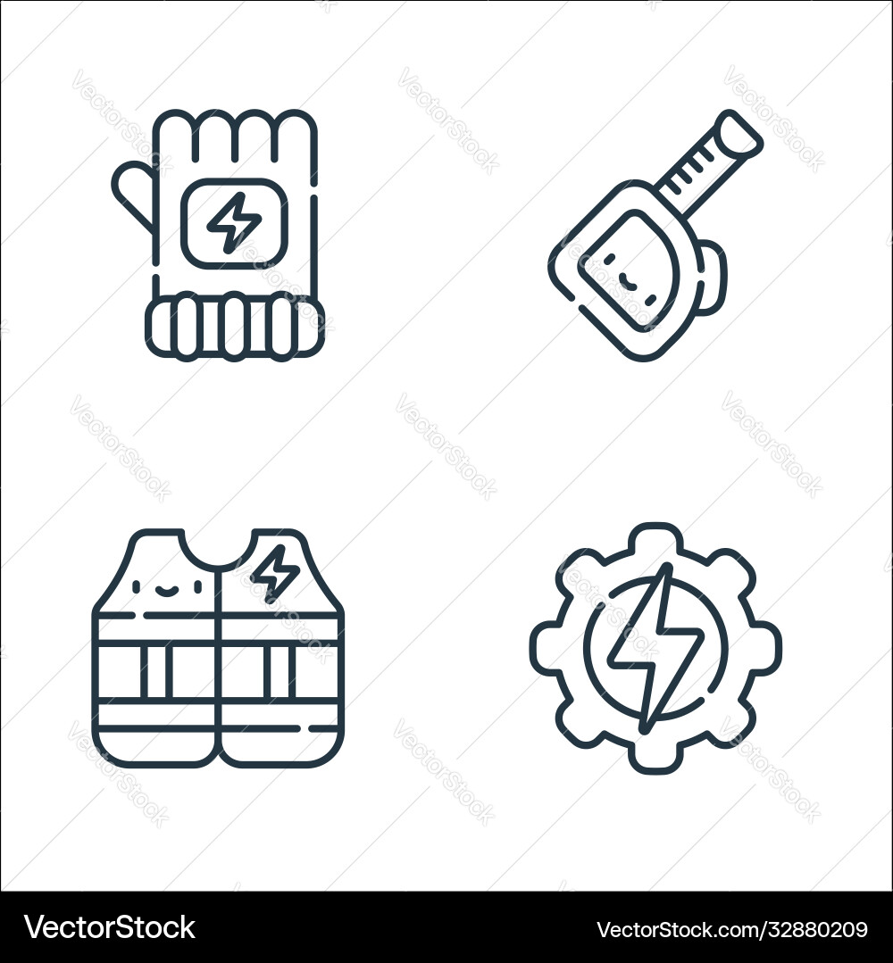 Electrician tools and line icons linear set Electrician tools and line icons linear set vector image