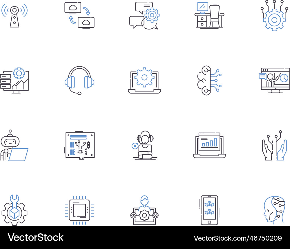 Geek nerds outline icons collection geeks vector image