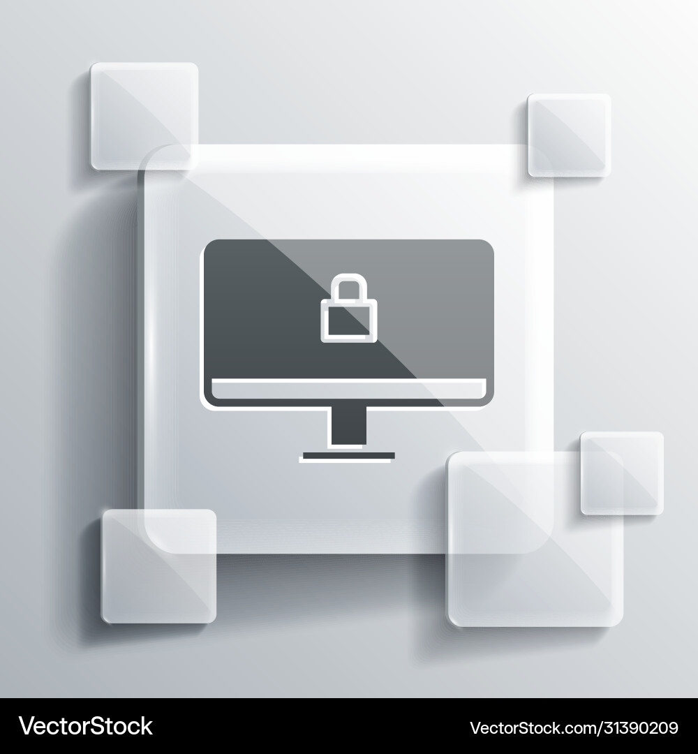 Grey lock on computer monitor screen icon isolated Grey lock on computer monitor screen icon isolated vector image