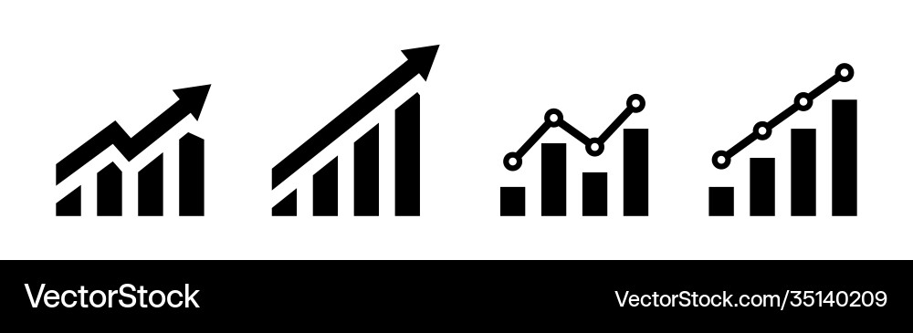 Growing graph icon isolated element char vector image