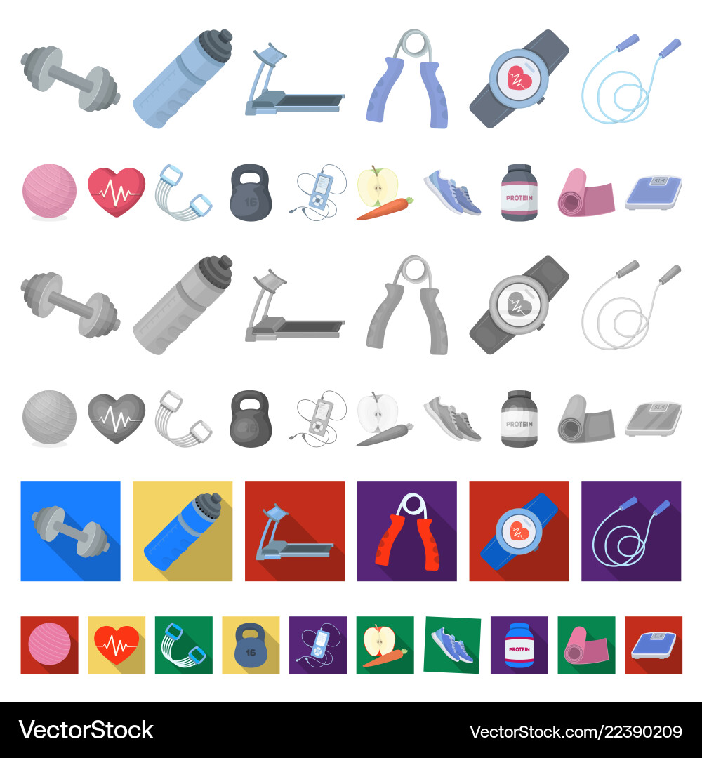 Gym and training cartoon icons in set collection Gym and training cartoon icons in set collection vector image