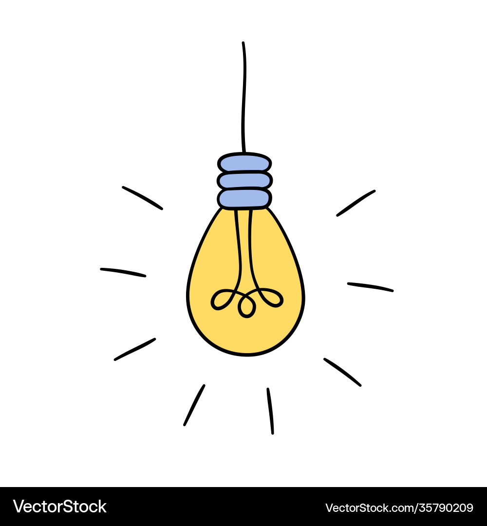 Hand drawn set light bulbs collection Royalty Free Vector