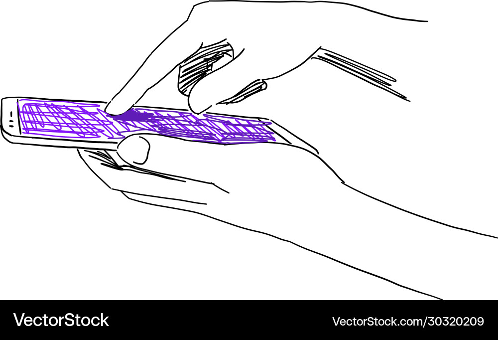 Hands typing on phone smartphone texting via Vector Image