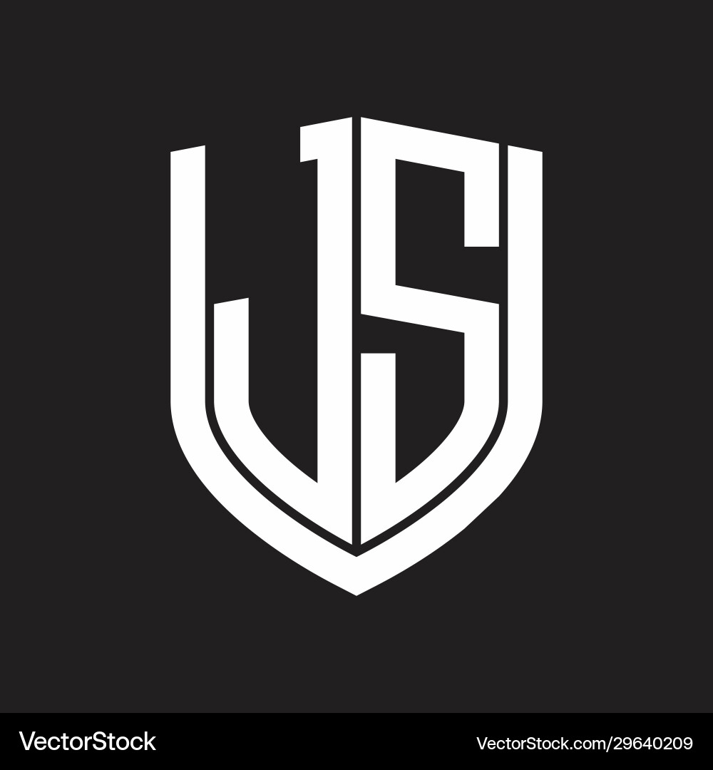 Js logo monogram with emblem shield design Js logo monogram with emblem shield design Vector Image