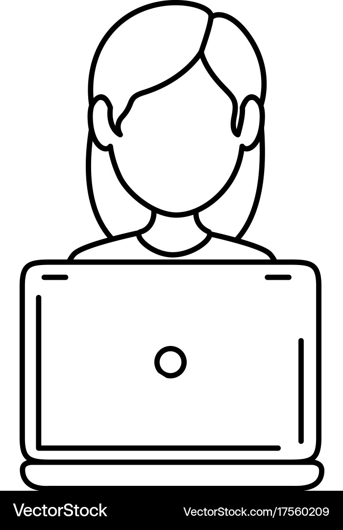 Laptop computer with user vector image