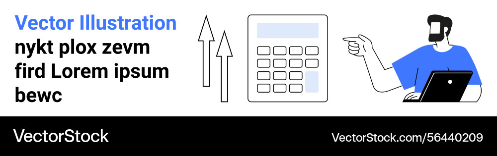 Man with laptop analyzing growth data represented Man with laptop analyzing growth data represented vector image