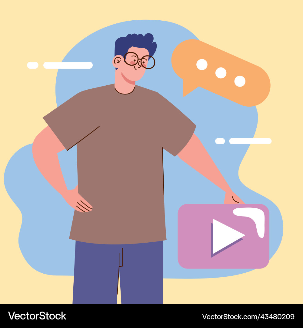 Man with speech bubble vector image