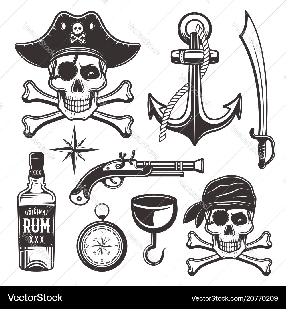 Pirate Elements Set Vector Image
