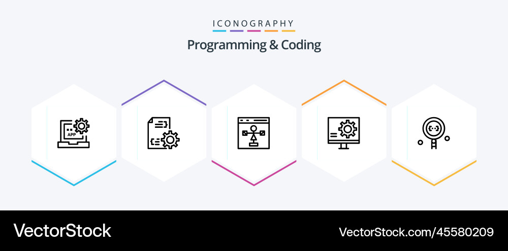 Programming and coding 25 line icon pack vector image