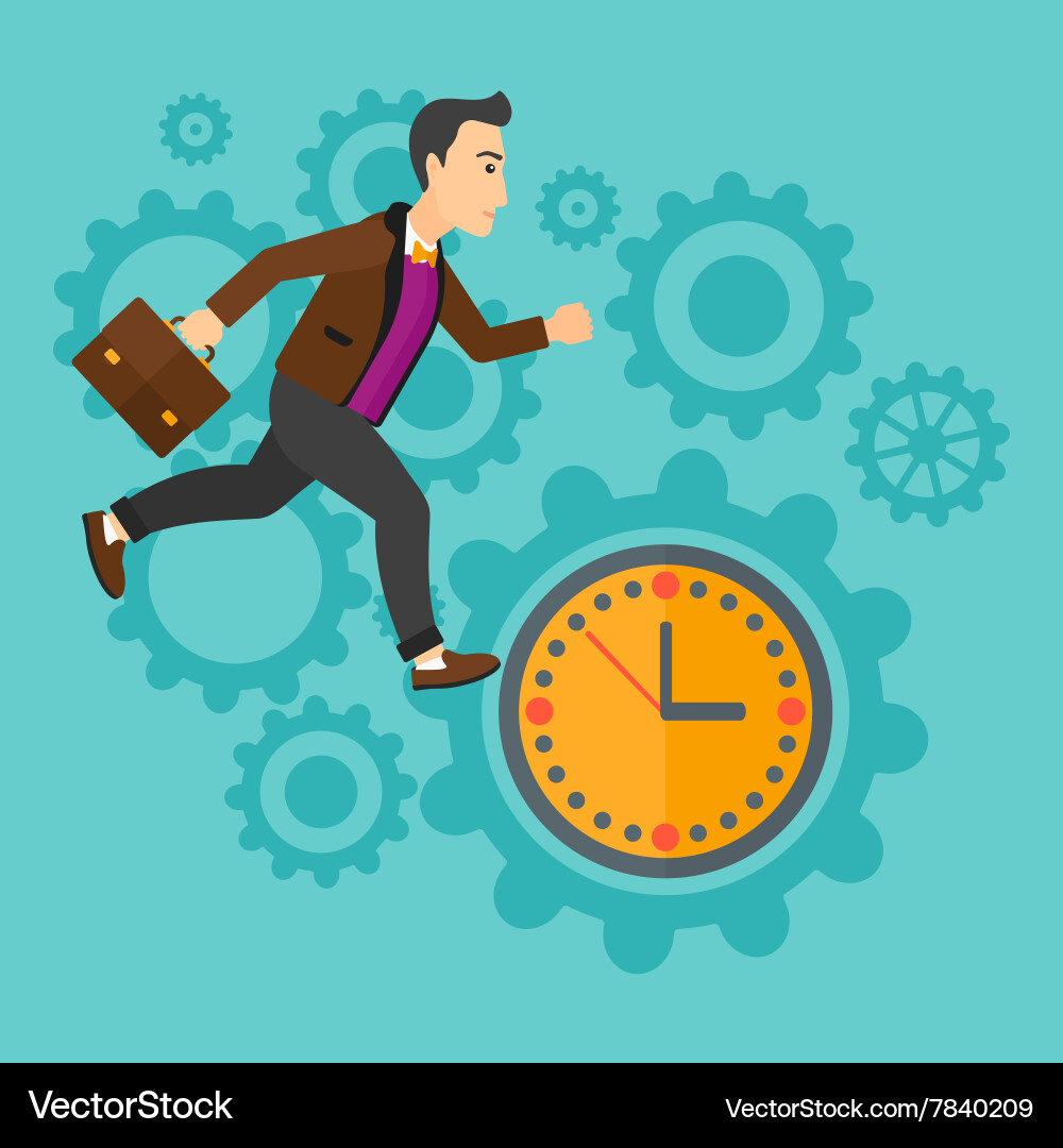 Running man on clock background Vector Image