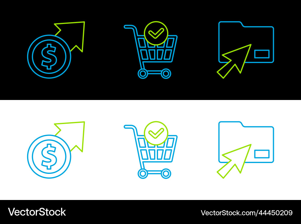 Set line cursor click document folder financial Set line cursor click document folder financial vector image