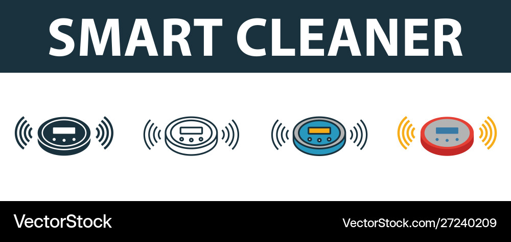 Smart cleaner icon set premium symbol Royalty Free Vector