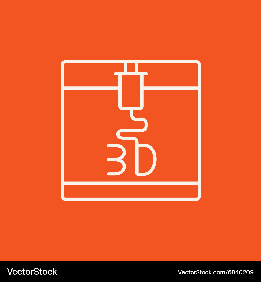 Tree d printing line icon vector image